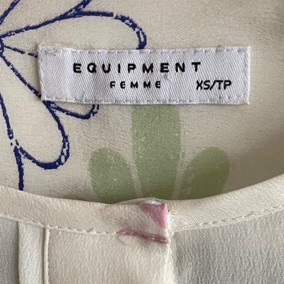 EQUIPMENT FEMME Silk Blouse Floral Print Cream XS - Picture 10 of 10